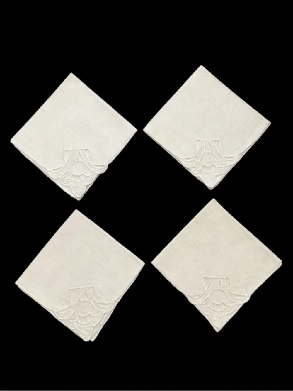 4 Cutwork Embroidery Cocktail Napkins